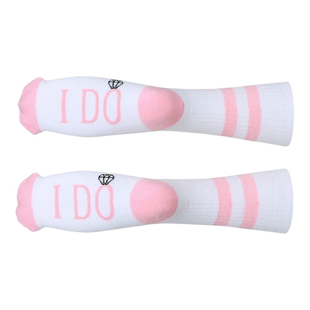 Sock Talk Women’s ‘I DO’ White Pink Crew Socks Shoe Size 4-10 NEW